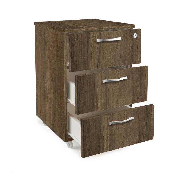 Офис контейнер три чекмеджета с ключ – Орех Пасифик табак