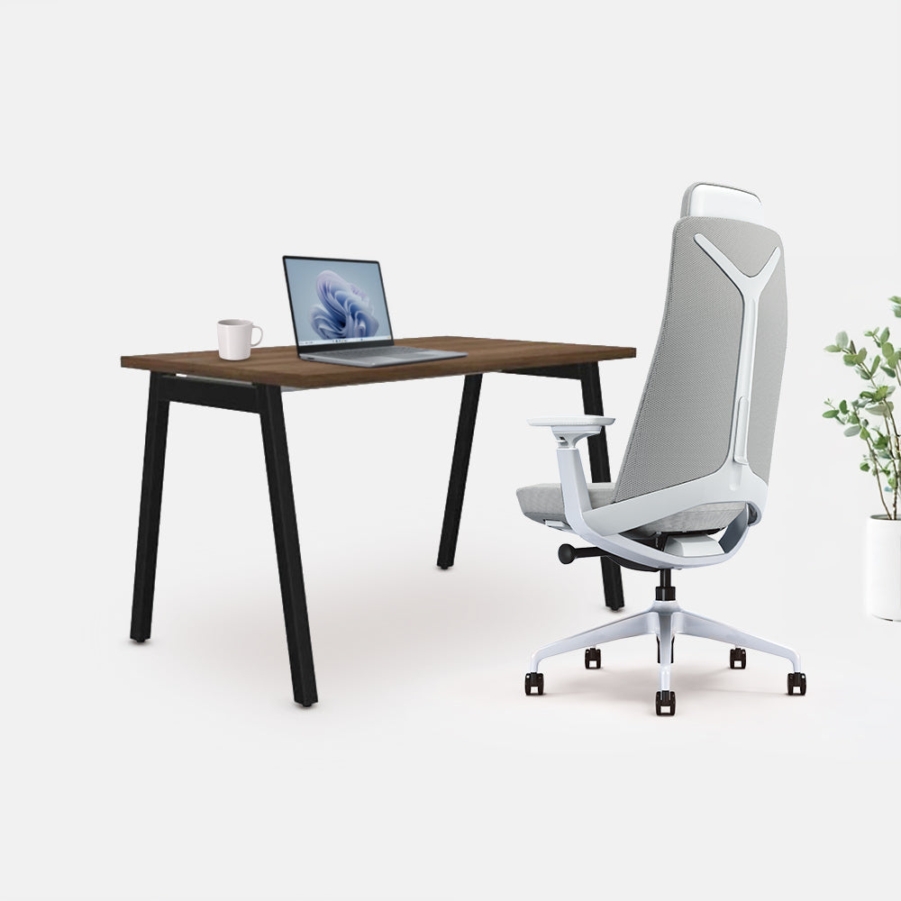 Ергономичен стол Zeal (Цвят): Сив | STUDIO бюро от ChairPro (Цвят): Орех + Черно