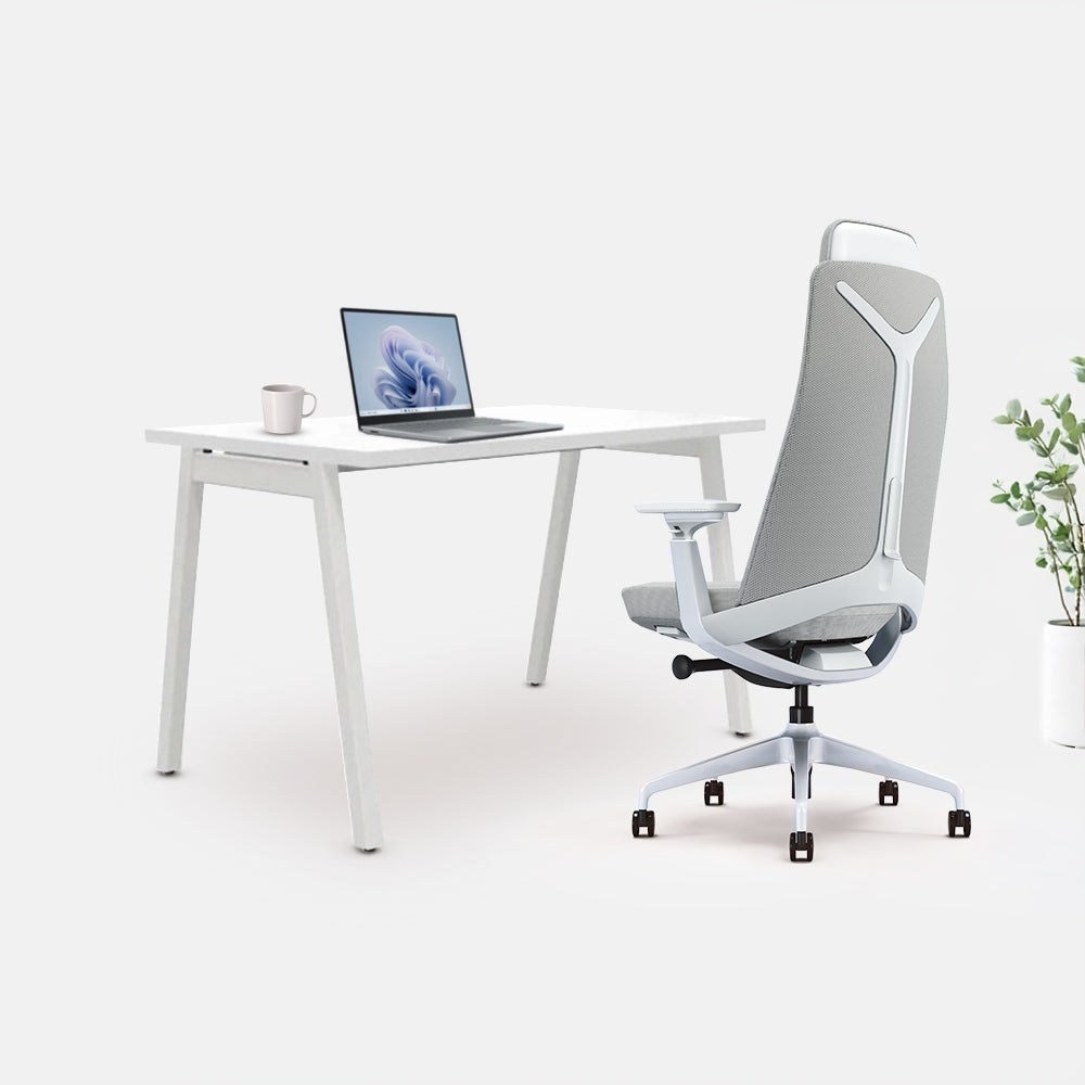 Ергономичен стол Zeal (Цвят): Сив | STUDIO бюро от ChairPro (Цвят): Бял + Бяло
