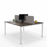 Офис бюро, двойно Op-Lite K Bench 140/140 см. сребърна база M01 и плот STD5 - Норвежко зелено