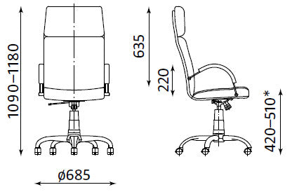Офис стол NADIR STEEL - черен, ест. кожа - ChairPro
