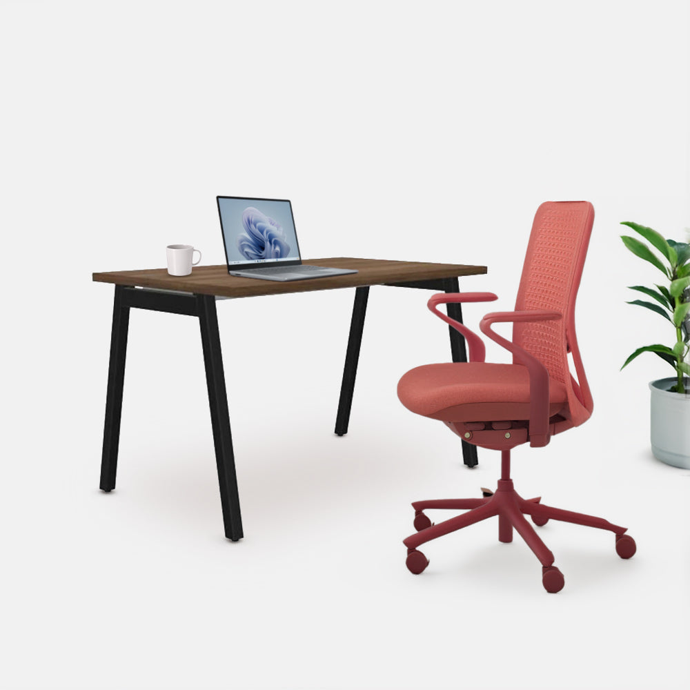 Ергономичен стол Sereni (Цвят): Корал | Цвят на облегалка: Без STUDIO бюро от ChairPro (Цвят): Орех + Черно