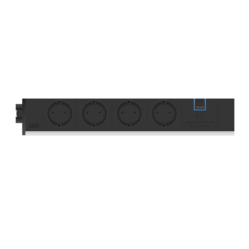 Комуникационен и захранващ модул за бюро Level E 4xSchuko + USB A+C + 2xRJ45 - черен