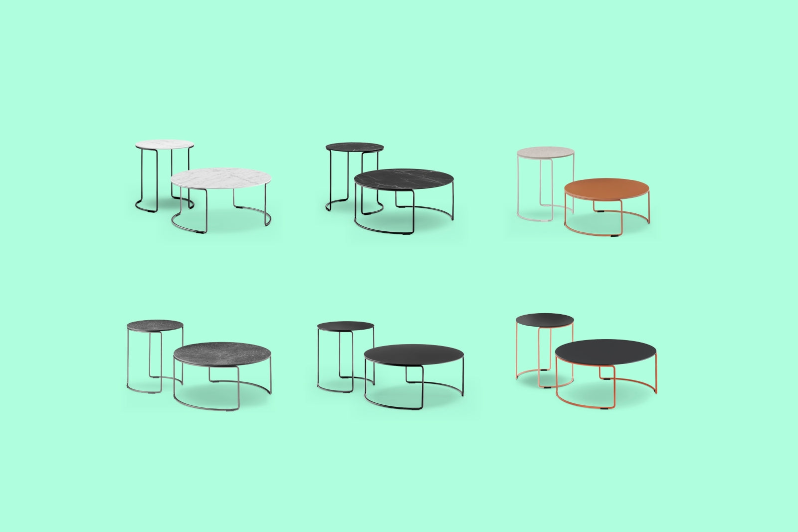 Ниска маса Cuit антрацит с метален плот ф 70 сm, H 30 см