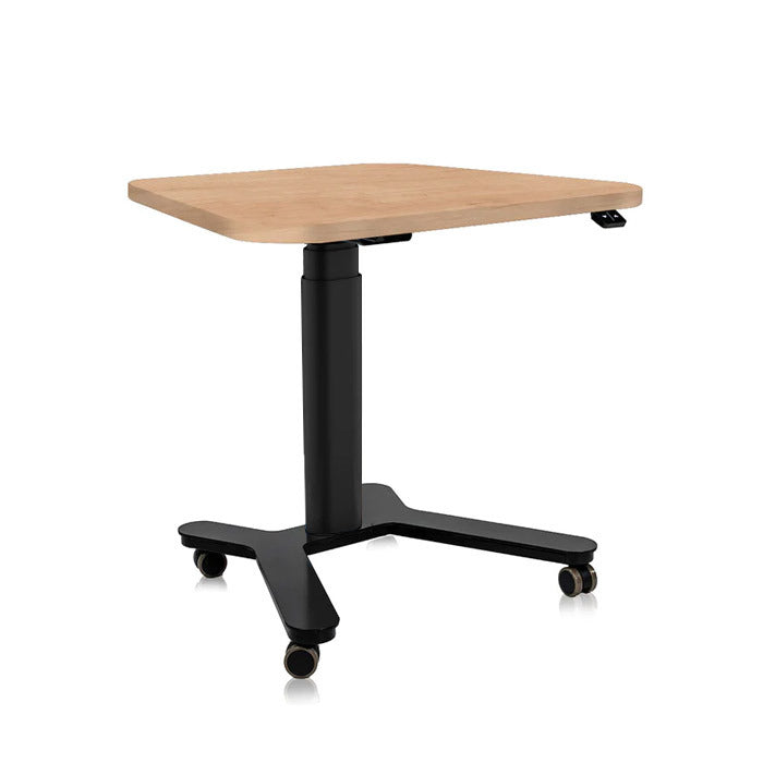 Мобилно височинно регулируемо бюро Smart Desk - Черно | Цвят: Черен | Плот 80x60х60x2.5, заоблен - Дъб Небраска натур