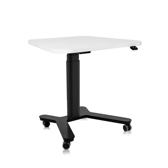 Мобилно височинно регулируемо бюро Smart Desk - Черно | Цвят: Черен | Плот 80x60х60x2.5, заоблен - Бял