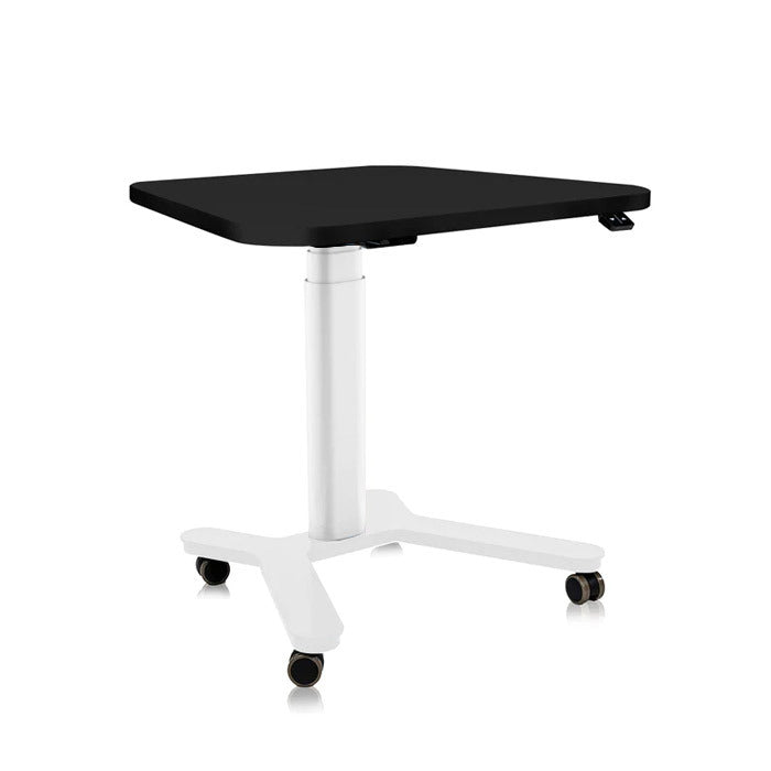 Мобилно височинно регулируемо бюро Smart Desk - Бяло | Цвят: Бяло | Плот 80x60х60x2.5, заоблен - Черен
