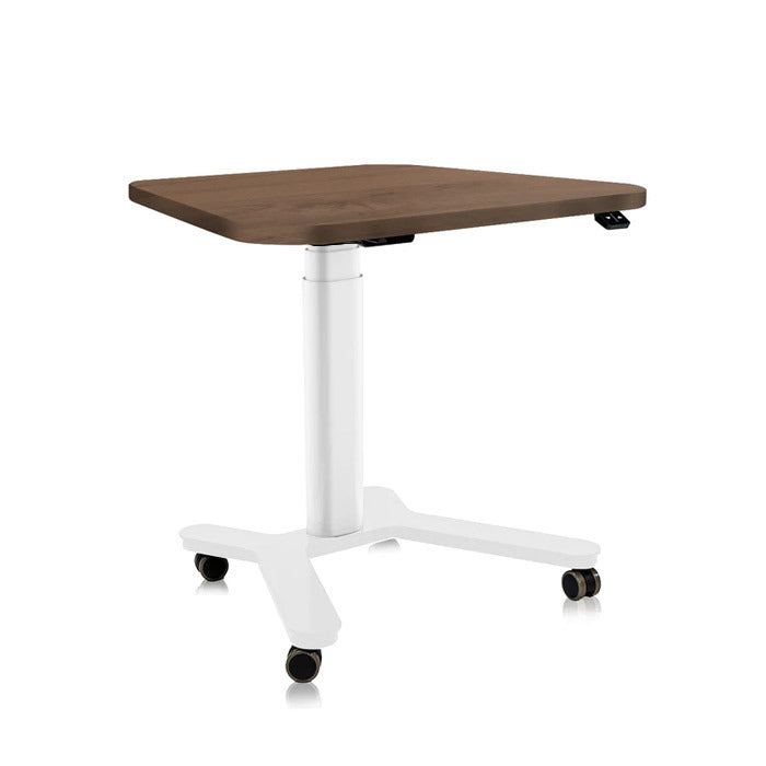 Мобилно височинно регулируемо бюро Smart Desk - Бяло | Цвят: Бяло | Плот 80x60х60x2.5, заоблен - Орех Пасифик табак