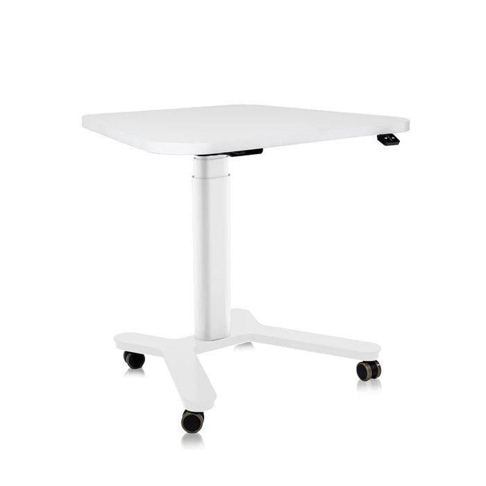 Мобилно височинно регулируемо бюро Smart Desk - Бяло | Цвят: Бяло | Плот 80x60х60x2.5, заоблен - Бял