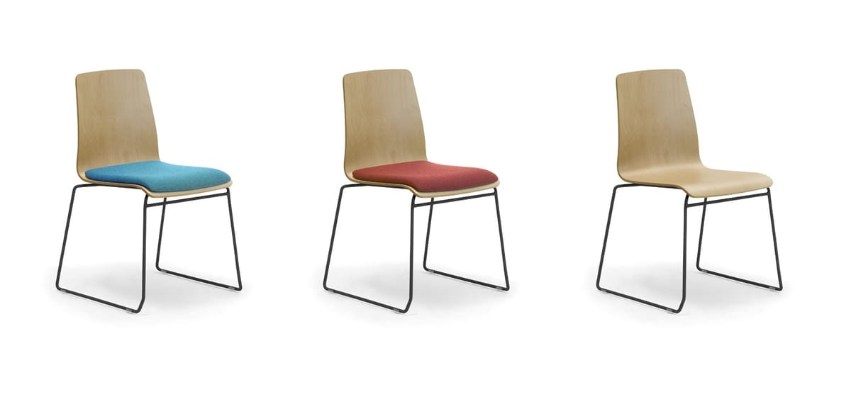 Конферентен стол Zerosedici Wood с подлакътници, черна основа шейна